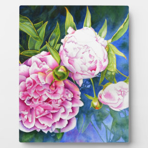 Placa Expositora Pintura de peñón blanco rosa   floral romántica