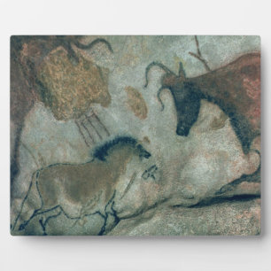 Placa Expositora Pintura de roca que muestra un caballo y una vaca,