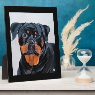 Placa Expositora Pintura de Rottweiler por Alfred Fox
