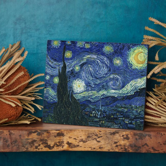 Placa Expositora Pintura del Bella Artes de Starry Night Vincent va (Lado)