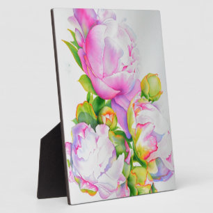 Placa Expositora Pintura en acuarela floral blanca rosa elegante