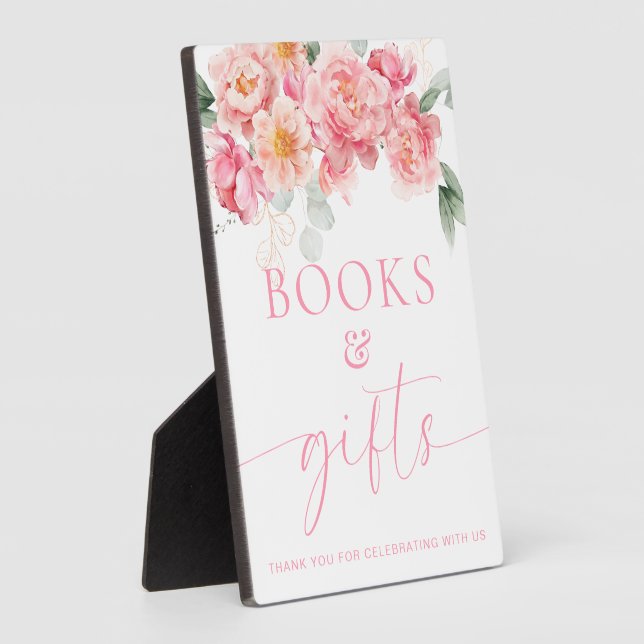 Placa Expositora Piper Peony Floral Books and Gifts Tabletop Rótulo (Lado)