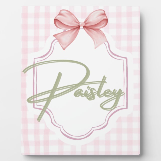 Placa Expositora Pisley Baby Nursery Gingham Personalizado (Frente)