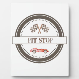 Placa Expositora Pit Stop Cumpleaños Tabletop Plaque con Easel
