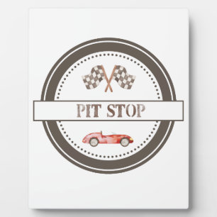 Placa Expositora Pit Stop Cumpleaños Tabletop Plaque con Easel