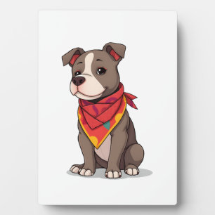 Placa Expositora Pitbull Adorable con Pañuelo Gif de Amante de Perr