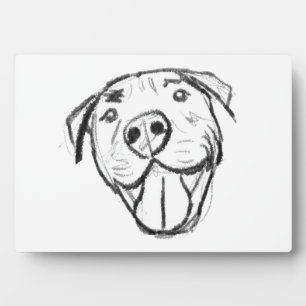 Placa Expositora pitbull drawing simple dog lovers black white