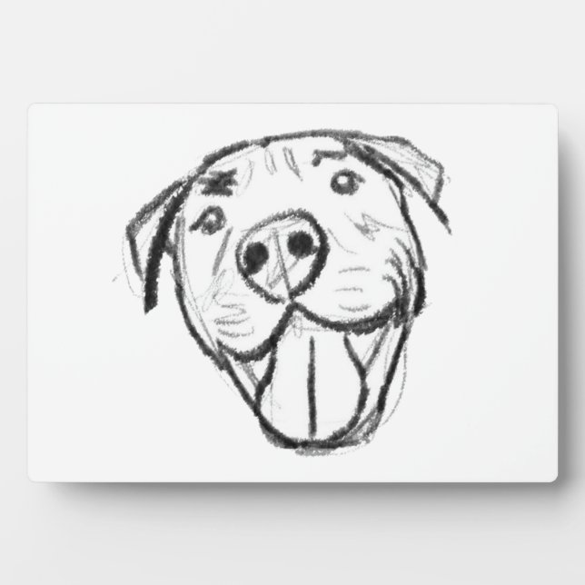 Placa Expositora pitbull drawing simple dog lovers black white (Frente)