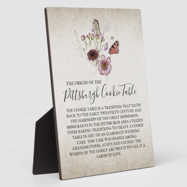 PLACA EXPOSITORA PITTSBURGH COOKIE TABLE RÓTULO BODA (Lado)