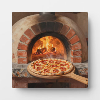 Placa Expositora Pizza de Pepperoni a la Leña Rústica Italiana 