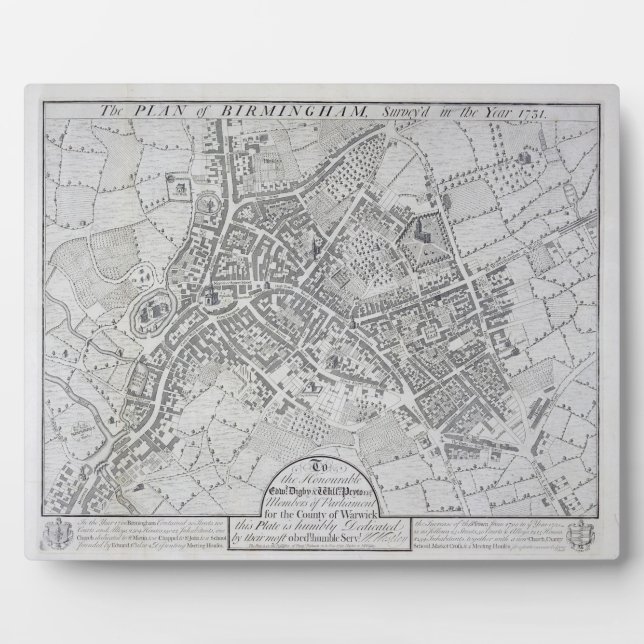 Placa Expositora Plan de Birmingham, 1731, publicado en 1789 (graba (Frente)