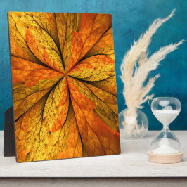 Placa Expositora Planta de otoño, hoja de arte fractal abstracta mo