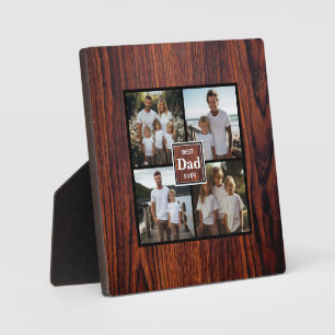 Placa Expositora Plantilla de foto de mejor papá de madera oscura