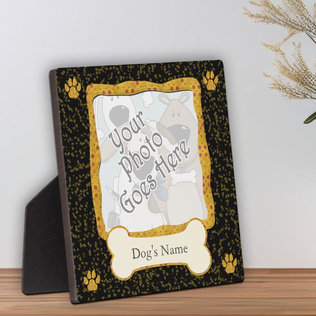 Placa Expositora Plantilla de Fotos de Perros Caprichosa Exposición (Dog Photo Template Whimsical Keepsake Display Plaque with photo and name templates)