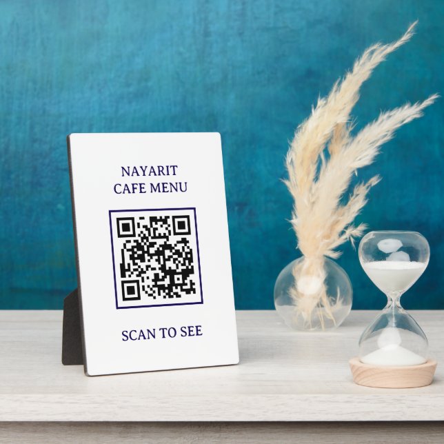Placa Expositora Plantilla de menú digital con código QR (Lado)