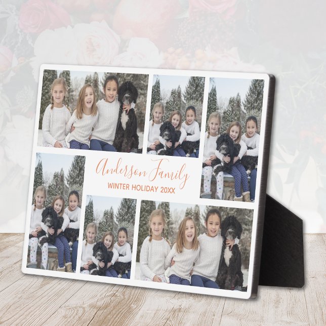 Placa Expositora Plantilla fotográfica de oro rosa blanco (Family Photo Template White Rose Gold Plaque)