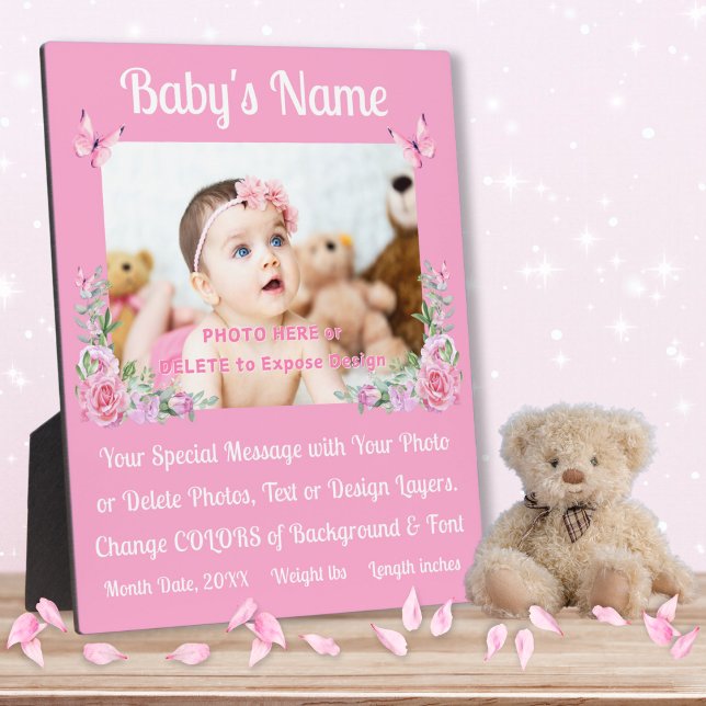 Placa Expositora Plaque de anuncio de nacimiento personalizado, fot (Baby Announcement for Grandparents. Gifts for New Parents. Nursery picture ideas. Baby keepsake gift)