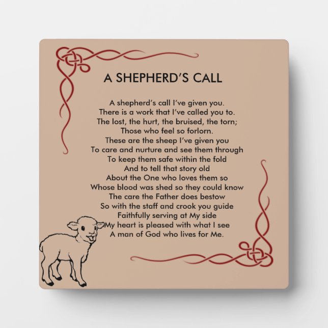 Placa Expositora Plaque de Apreciación del Pastor (Frente)