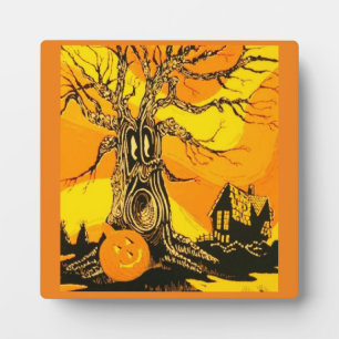 Placa Expositora Plaque de árbol de Halloween con comadreja