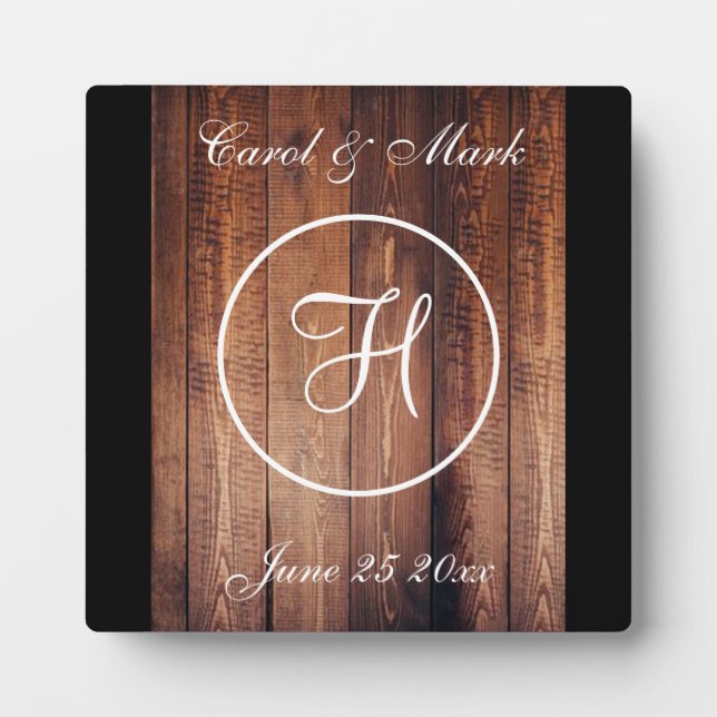 Placa Expositora Plaque de Boda rústico de madera con comensal (Frente)