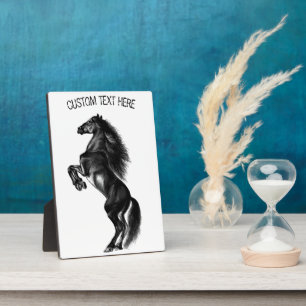Placa Expositora Plaque de caballo negro vertical con texto Persona