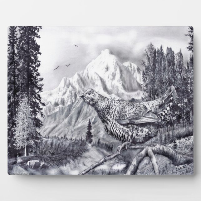Placa Expositora Plaque de codorniz y montaña (Frente)