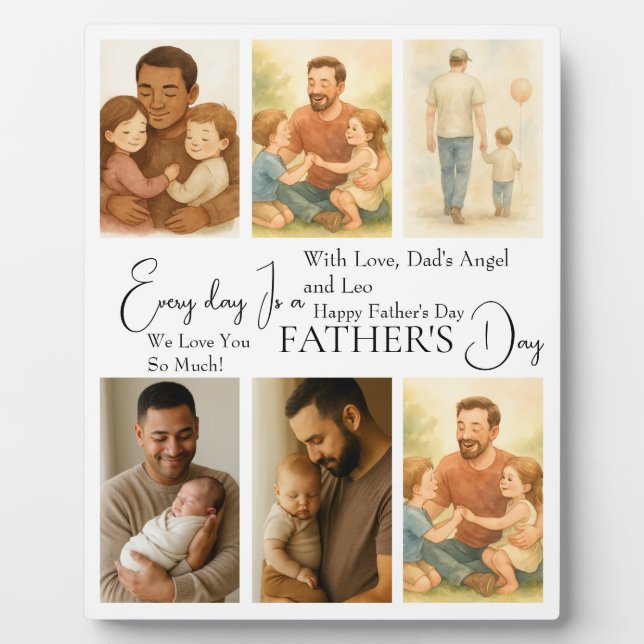 Placa Expositora Plaque de Collage de fotos del Día del Padre perso (Frente)