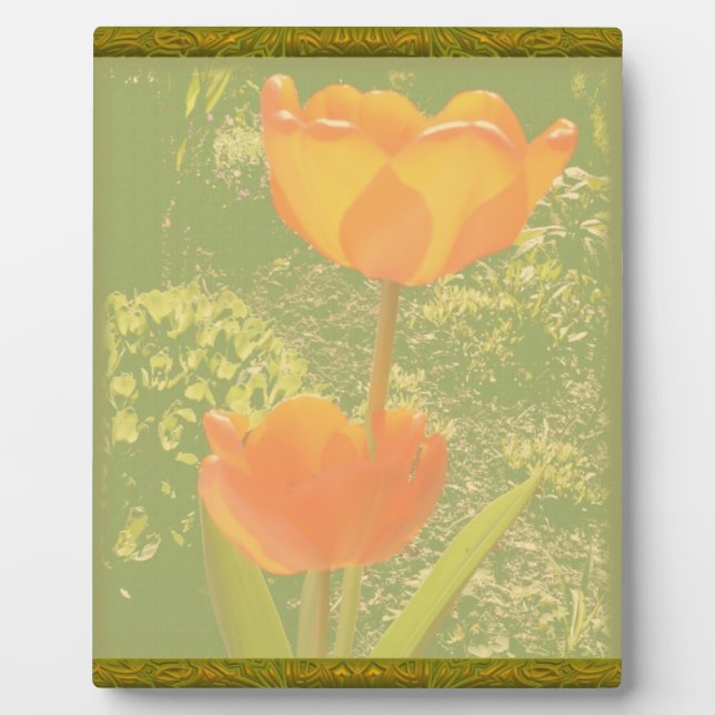 Placa Expositora Plaque de flores naranja (Frente)