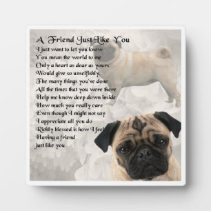 Placa Expositora Plaque de poema amigo - Diseño de perro de pug