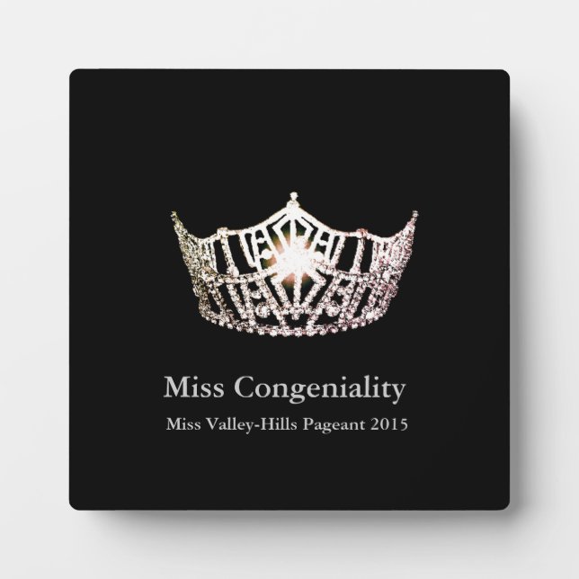 Placa Expositora Plaque de premios Miss America Silver Crown (Frente)