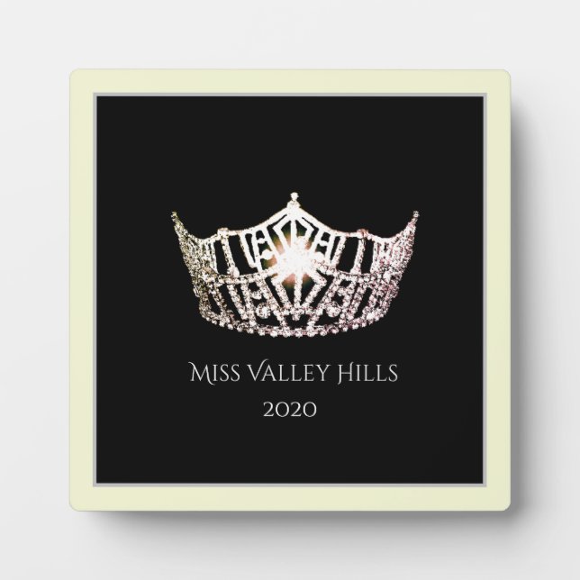 Placa Expositora Plaque de premios Miss America Silver Crown (Frente)