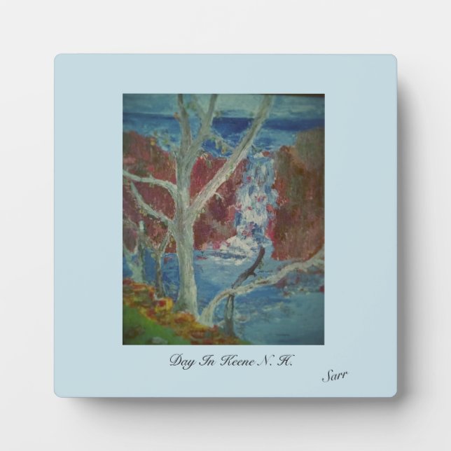 Placa Expositora Plaque de tabletop con caballete: Día en Keene N.H (Frente)