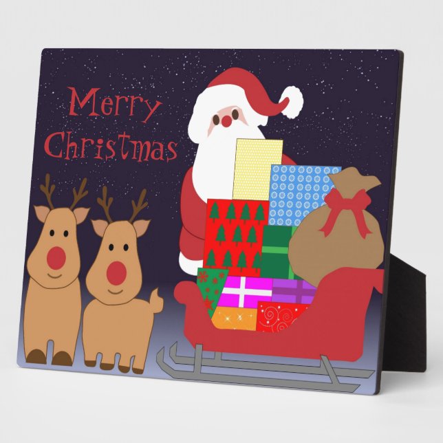 Placa Expositora Plaque decorativo de Santa y Renos (Lado)