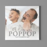 Placa Expositora Plaque fotográfico personalizado de Poppop<br><div class="desc">Moderna placa fotográfica personalizada ideal para el día del padre, cumpleaños, navidades y más. ¡Un regalo que cualquier abuelo quisiera! Las funciones de keepsake que te amo, sobre tu fotografía favorita, personalizada con el texto de plantilla 'POPPOP' y un mensaje personal. Los estilos de fuente se pueden cambiar haciendo clic...</div>