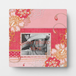 Placa Expositora Plaque fotográfico rosa y rojo pequeño cuadrado co