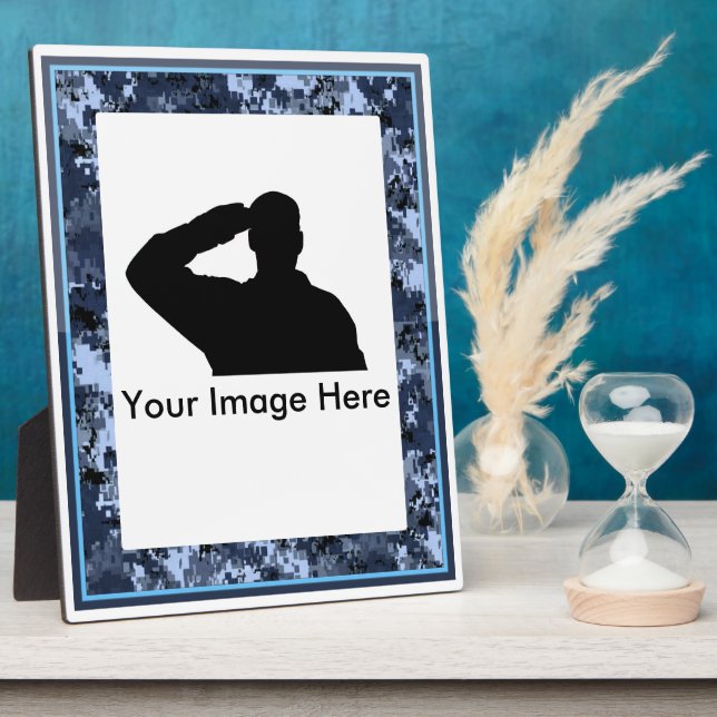 Placa Expositora Plaque militar conmemorativo Camo Azul (Lado)