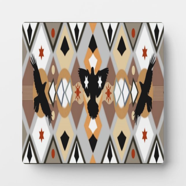 Placa Expositora Plaque nativo americano de cuervos (Frente)