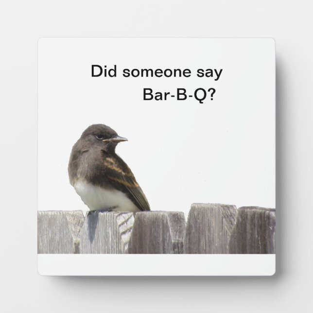 Placa Expositora Plaque - Pájaro sobre cerca (Frente)