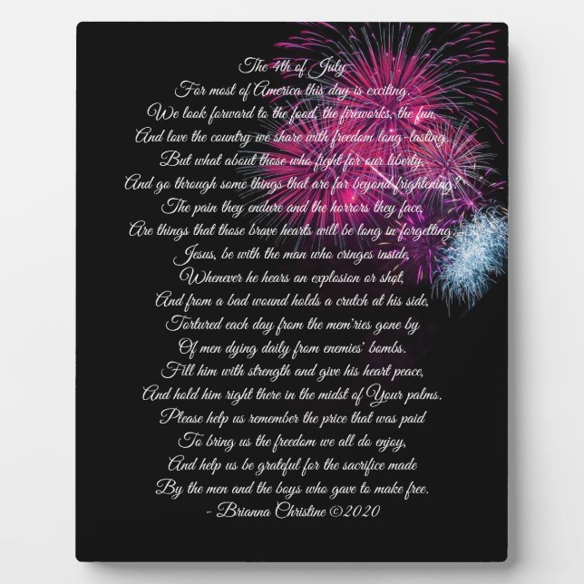 Placa Expositora Plaque poema veterano (Frente)