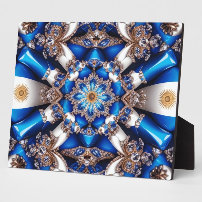 Placa Expositora Plata con colores argentinos diseño moderno (Lado)