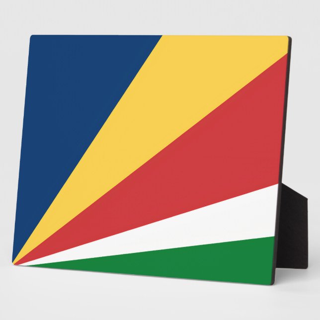 Placa Expositora Plata con colores seychellenses diseño moderno (Lado)