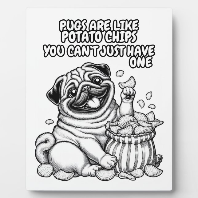 Placa Expositora Plata con patatas fritas como Pug para tu casa (Frente)