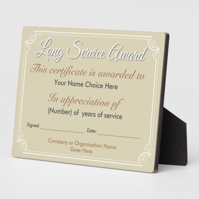Placa Expositora Plato de premios Long Service (Lado)