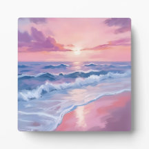 Playa Cotton Candy | Pintura de olas de océano ros