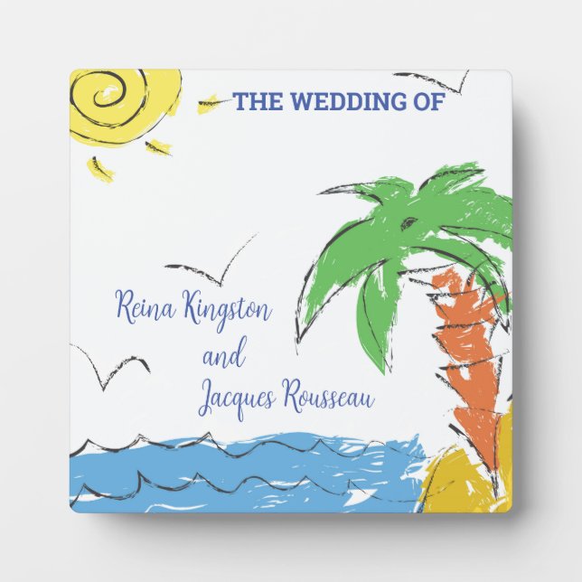 Placa Expositora Playa del tesoro personalizada con palmeras (Frente)