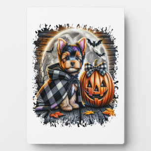 Placa Expositora Plaza de Halloween de perro Yorkie