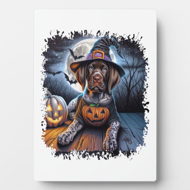 Placa Expositora Plaza de Halloween del perro pointer (Frente)