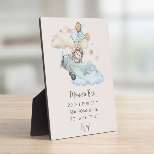 Placa Expositora Podemos Esperar con Ansias Señal de Bebida para la (We Can Bearly Wait Baby Shower Boy Momosa Bar Sign Plaque)