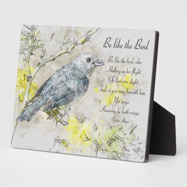 Placa Expositora Poema Be Like Bird de Victor Hugo Plaque (Lado)