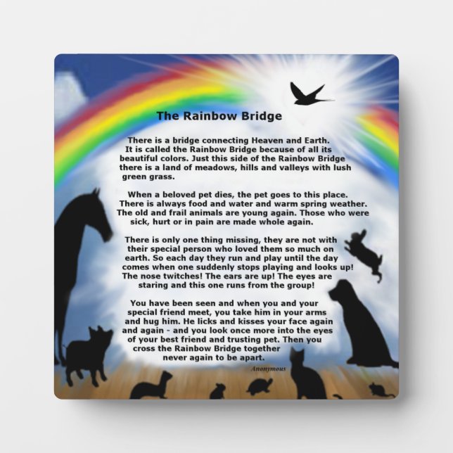 Placa Expositora Poema conmemorativo del mascota Rainbow Bridge (Frente)